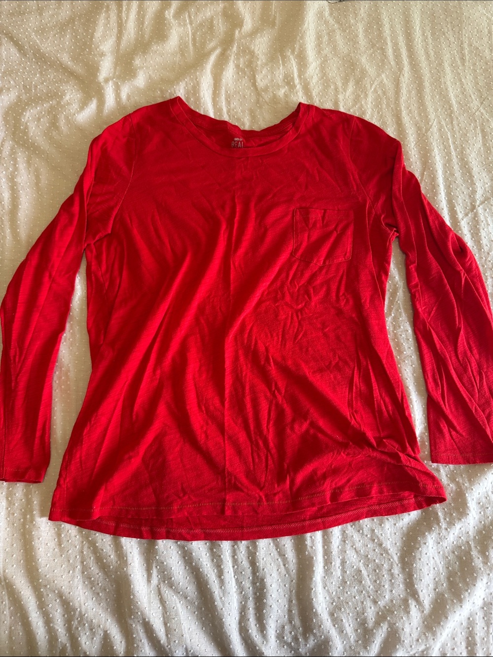 aerie Red Long Sleeve Pocket Tee